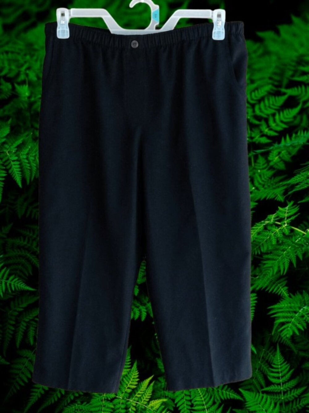 Alia Womens Crop Capri Pants Pull On Elastic Waist Black Size 12